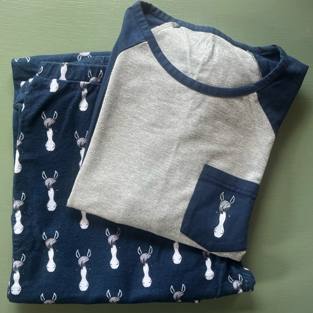 Women’s Navy & Gray Horse Print Pajama Set